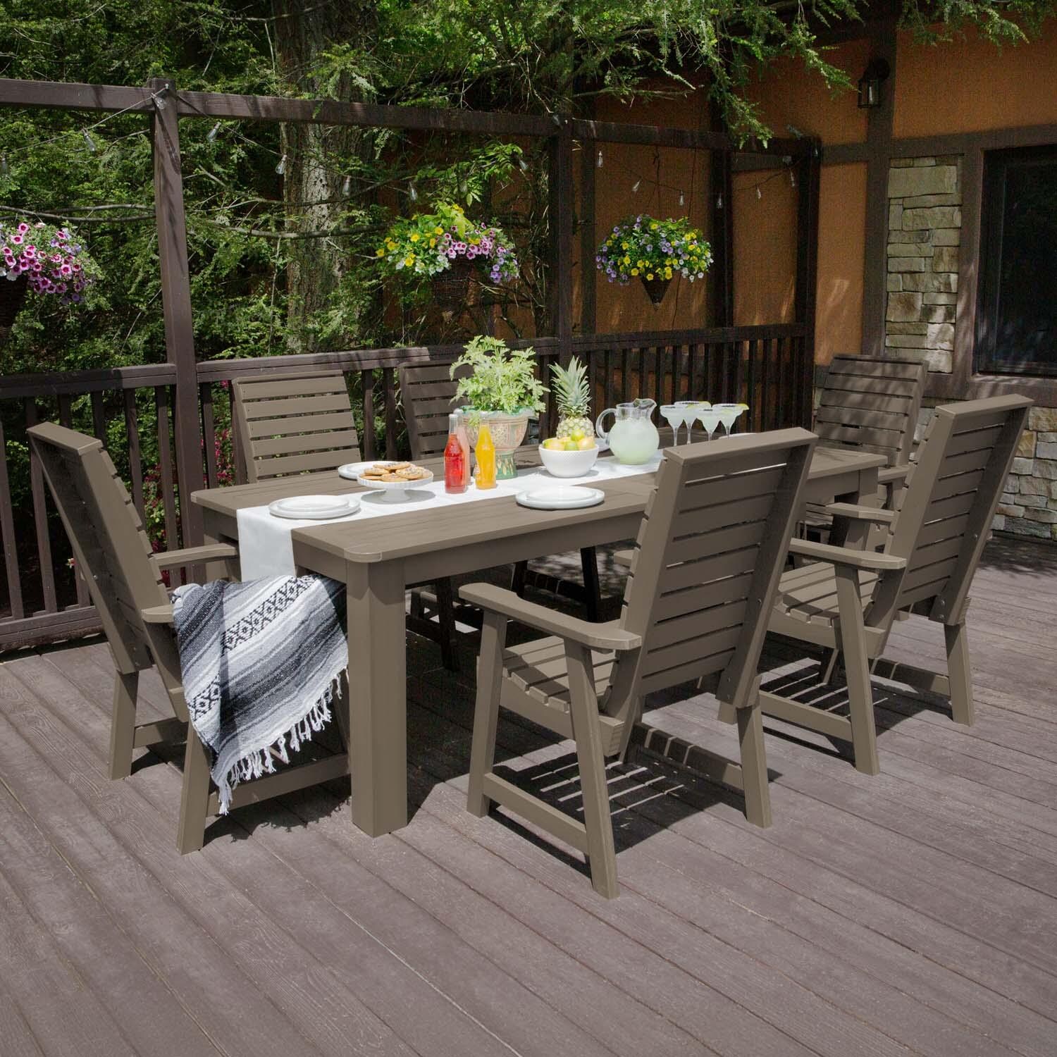 Elm Pointe 7 Pc Recycled Plastic Dining Set in Woodland Brown by Lakeview Outdoor Designs