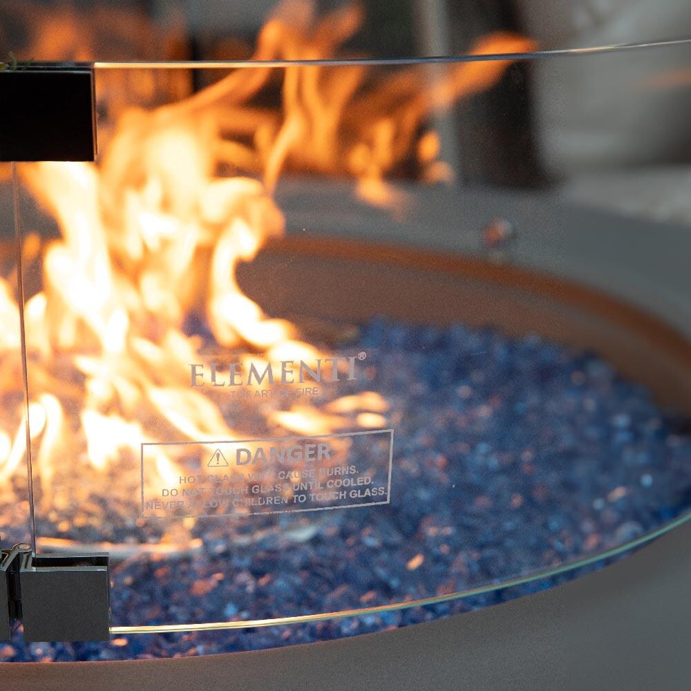 Elementi OFG414-WS Nimes & Colosse 25 Inch Round Glass Wind Screen - Roaring Flames - Lifestyle thumbnail