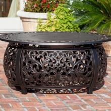 Fire Sense Toulon 40-Inch 50,000 BTU Propane Oval Fire Pit Table - Cast Aluminum - 62198 image