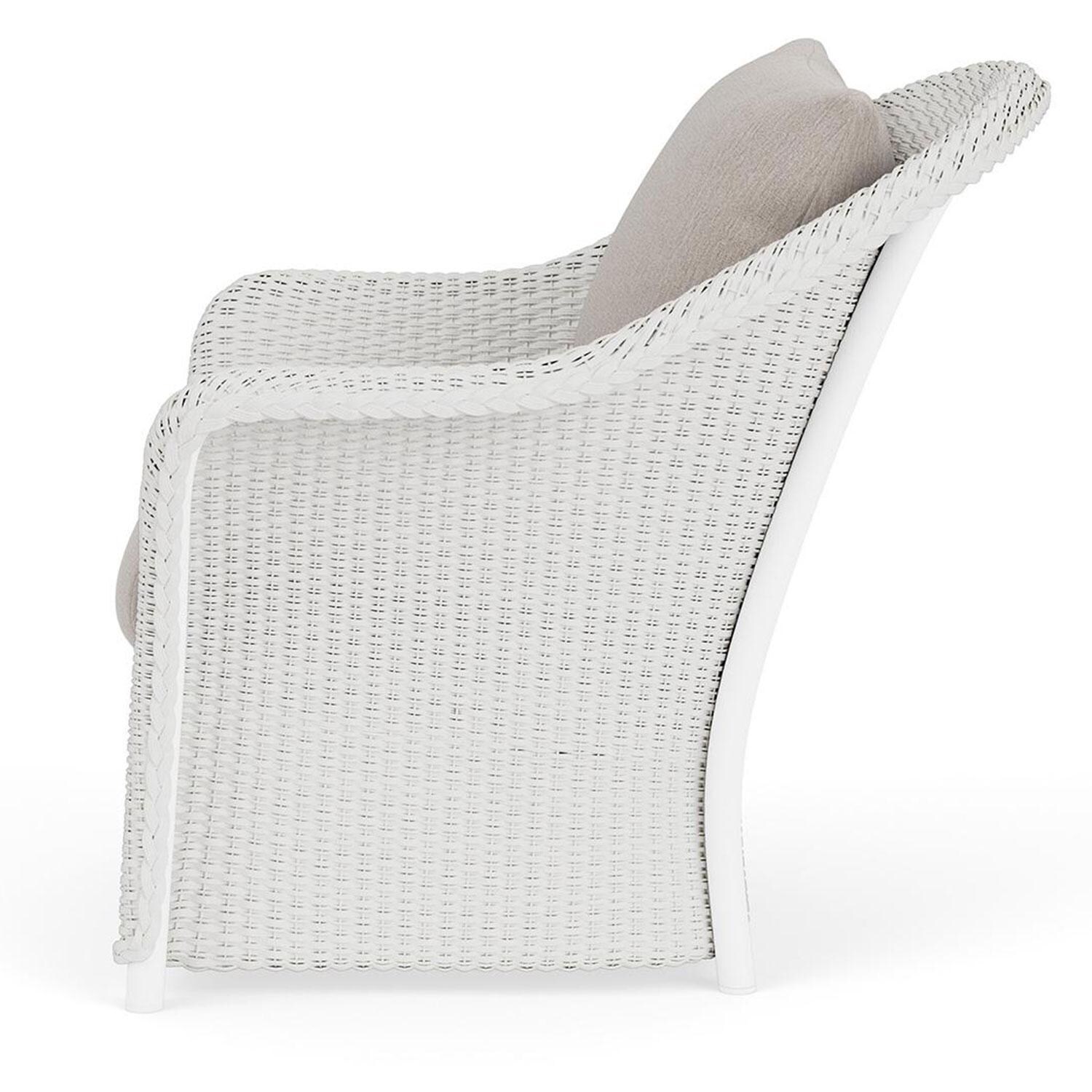 Lloyd Flanders Weekend Retreat Lounge Chair in Matte White Finish W/ Remy Cloud Fabric - Side thumbnail