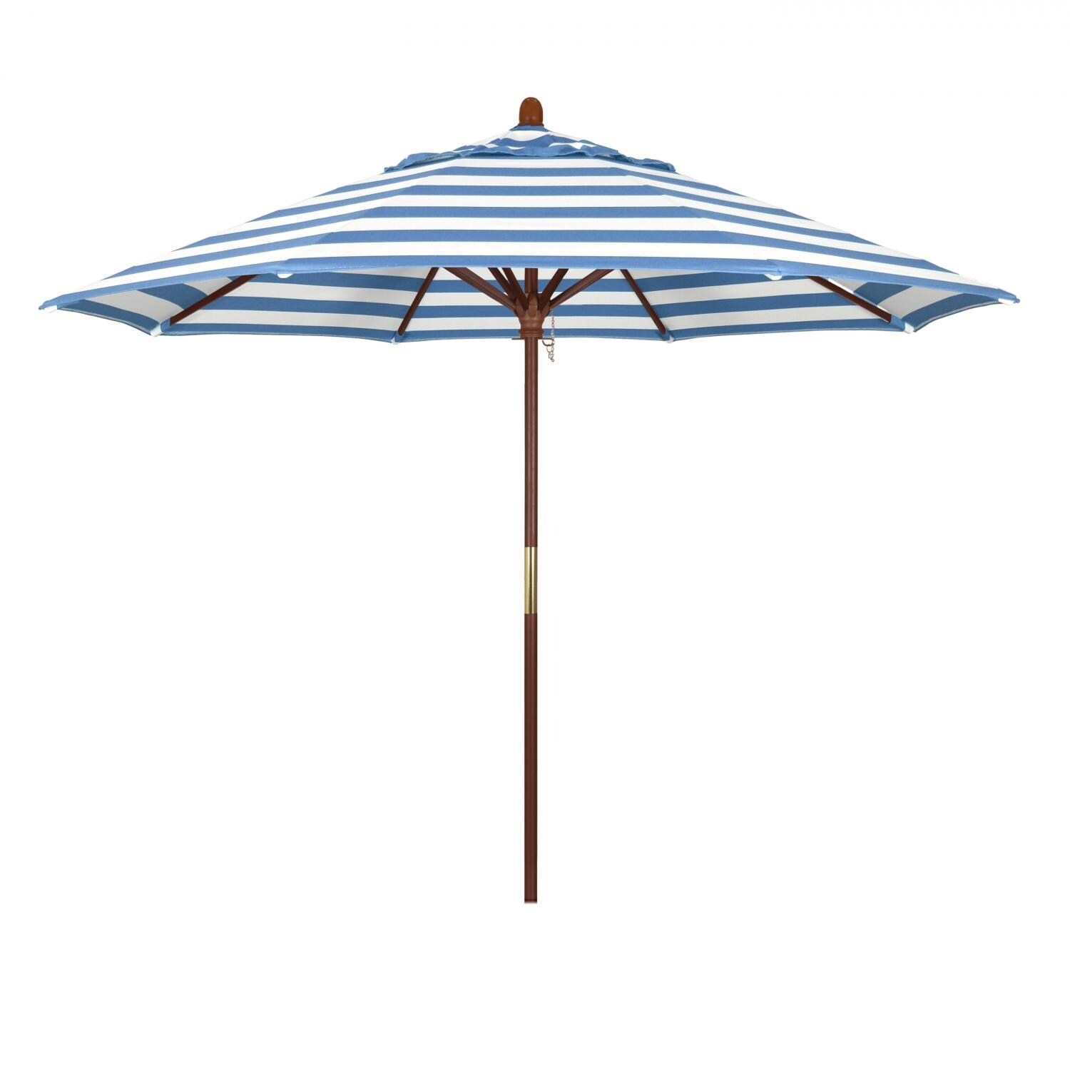 California Umbrella Grove Series 9 Ft Octagonal Hardwood Patio Umbrella W/ Push Lift - Sunbrella Cabana Regatta Canopy thumbnail