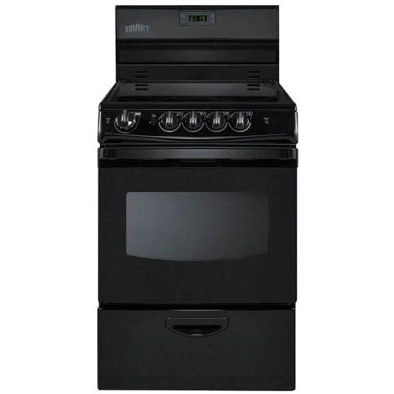 Summit 24-Inch 4-Burner Electric Glass Top Range - Black - Front thumbnail