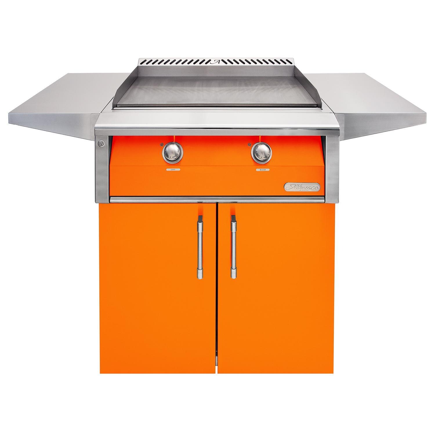 Alfresco 30-Inch Freestanding Natural Gas Griddle with Cart in Luminous Orange - AXE-30GTC-NG-S2005