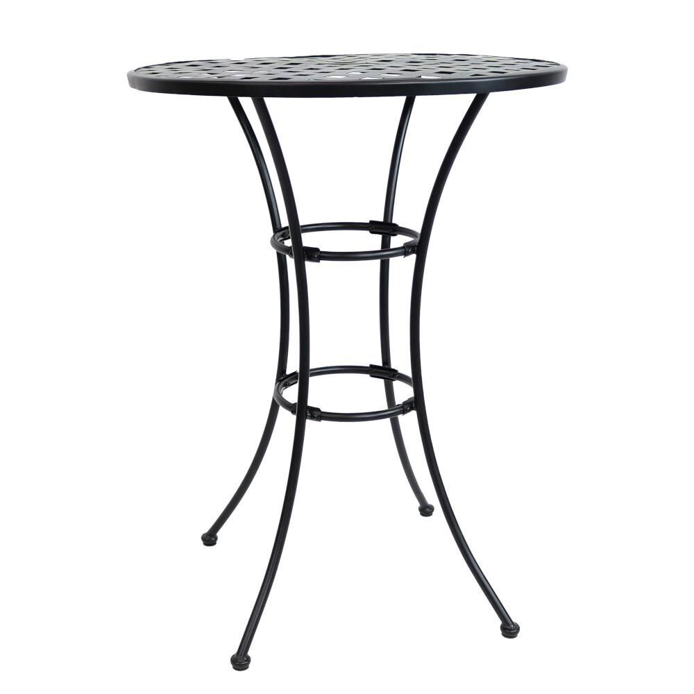 Ultimate Patio Elegant Round Black Wrought Iron Bar Table - Side View thumbnail