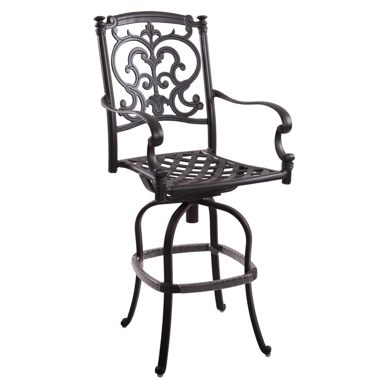 Darlee 201010-7-4 Santa Barbara 4 Piece Cast Aluminum Patio Swivel Bar Stool Set W/ Beige Canvas Cushions - Frame thumbnail