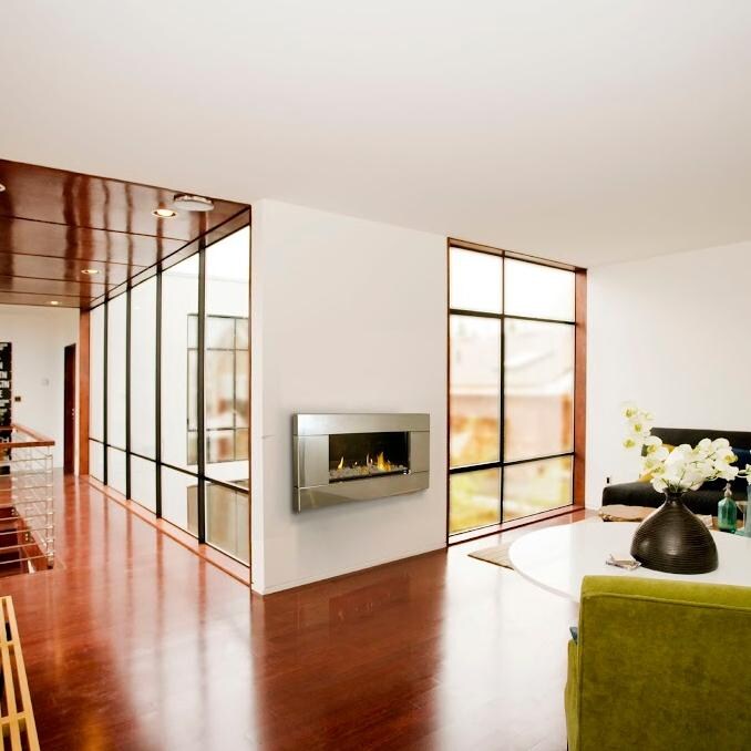 Escea ST900 - Stainless Steel With With River Rock - Lifestyle View thumbnail