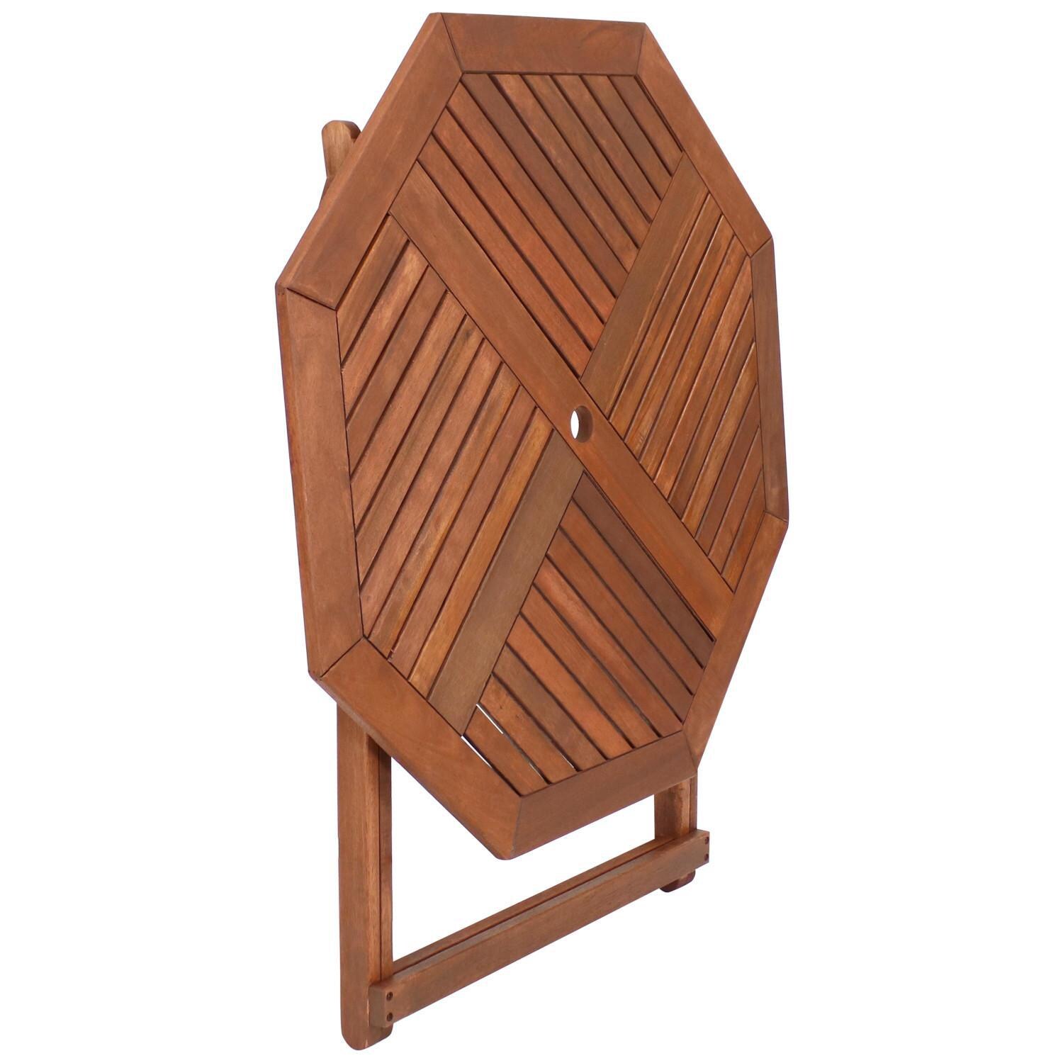 Ultimate Patio 35 1/2-Inch Octagon Meranti Wood Folding Table W/ Teak Oil Finish - Folded thumbnail