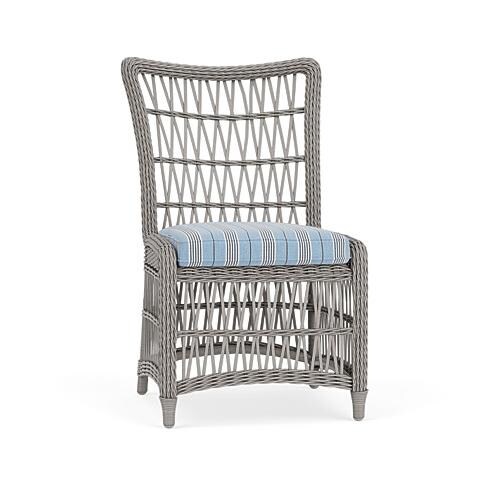 Mackinac Wicker Dining Chair in Putty/Hansen Sky by Lloyd Flanders - Position 2 - White Background thumbnail