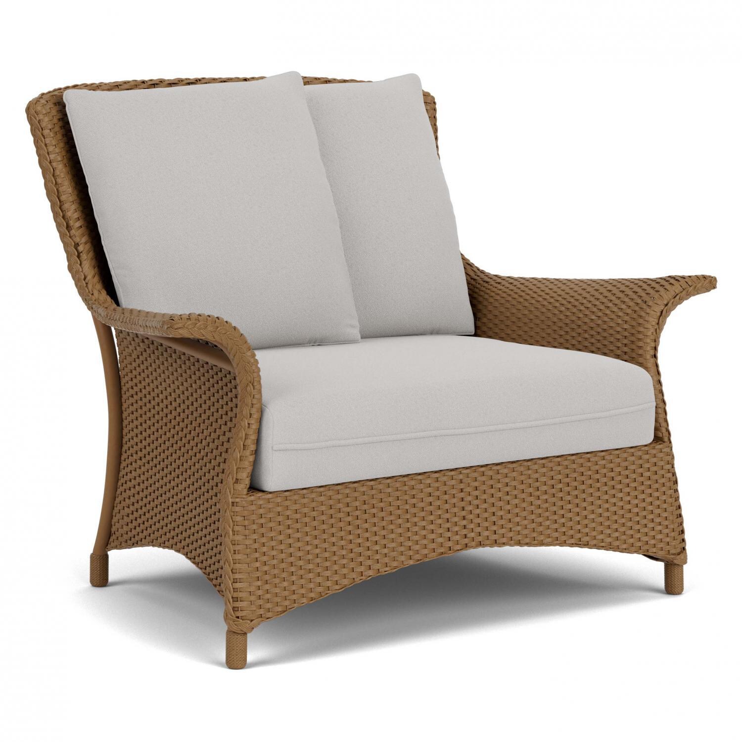 Lloyd Flanders Mandalay Chair and a Half in Hickory Finish with Tundra Dove Fabric - Angled thumbnail