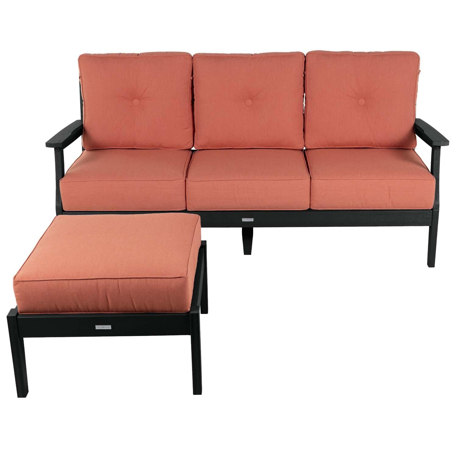 Blushing Bay 2 Pc Recycled Plastic Seating Set in Canvas Persimmon/Black by Lakeview Outdoor Designs - Front View - White Background thumbnail