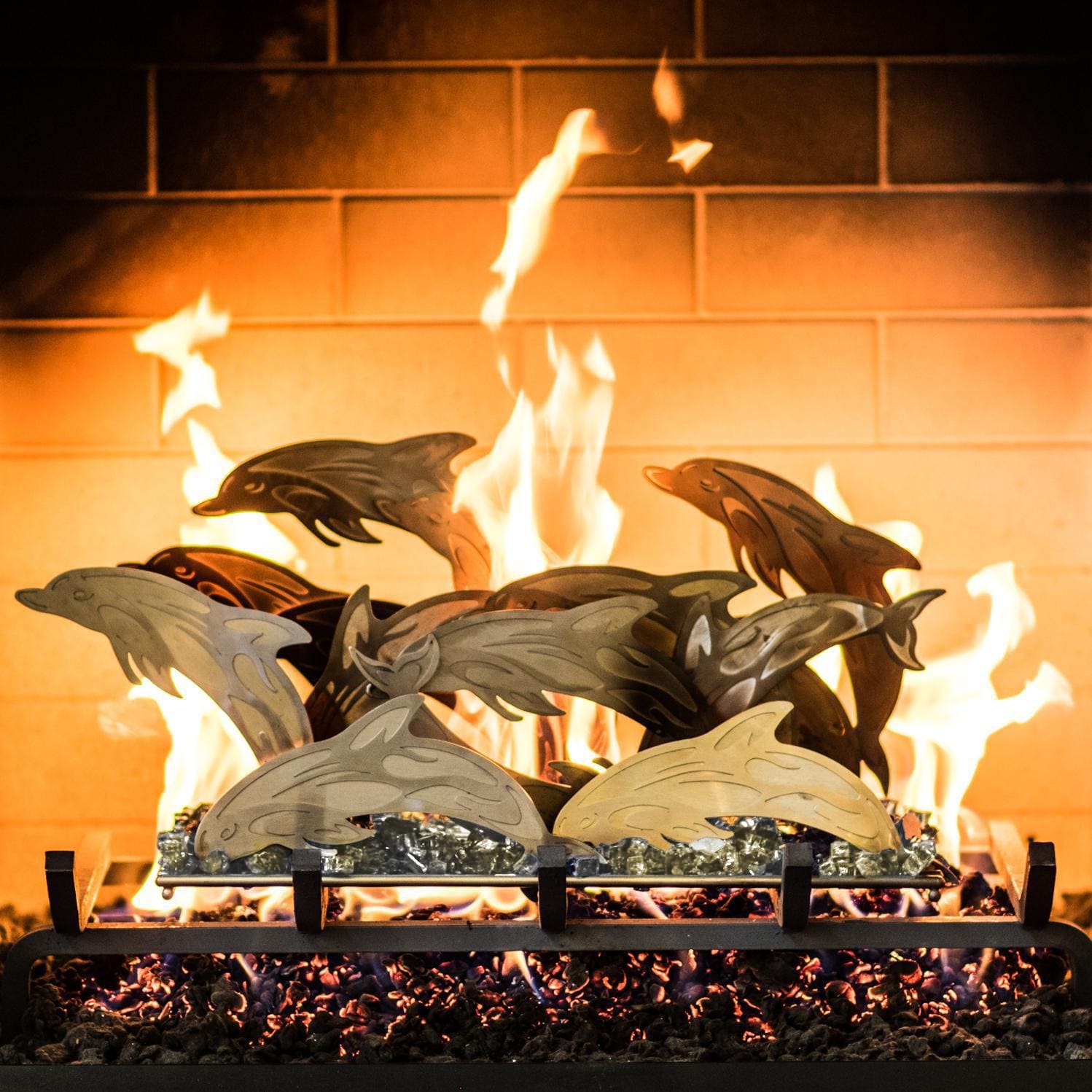 BBQGuys Signature Series Fireplace Sculpture - Dolphin Seascape
