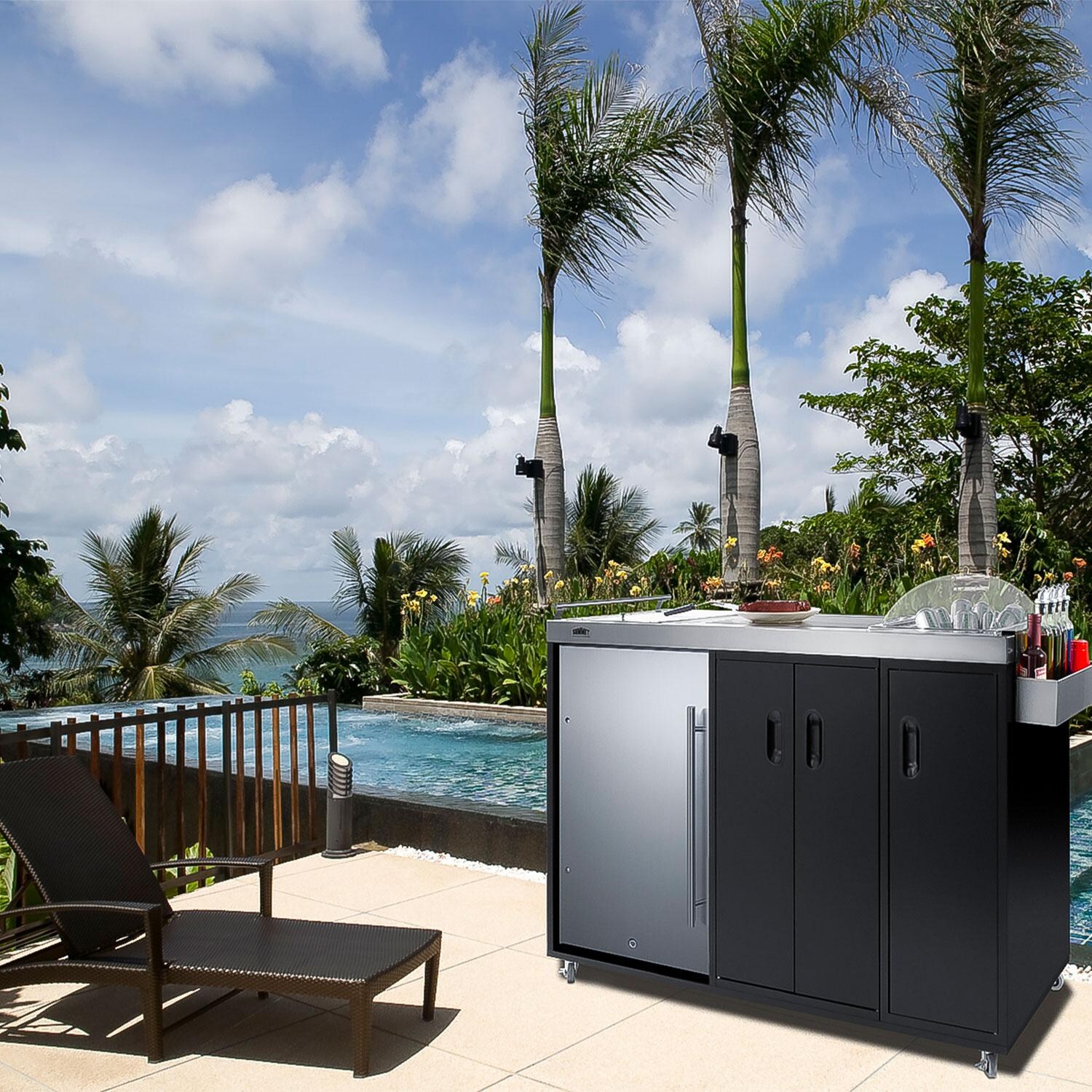 Summit CK54OSRG Portable Outdoor Glass Door Beverage Kitchenette Cooler - Lifestyle thumbnail