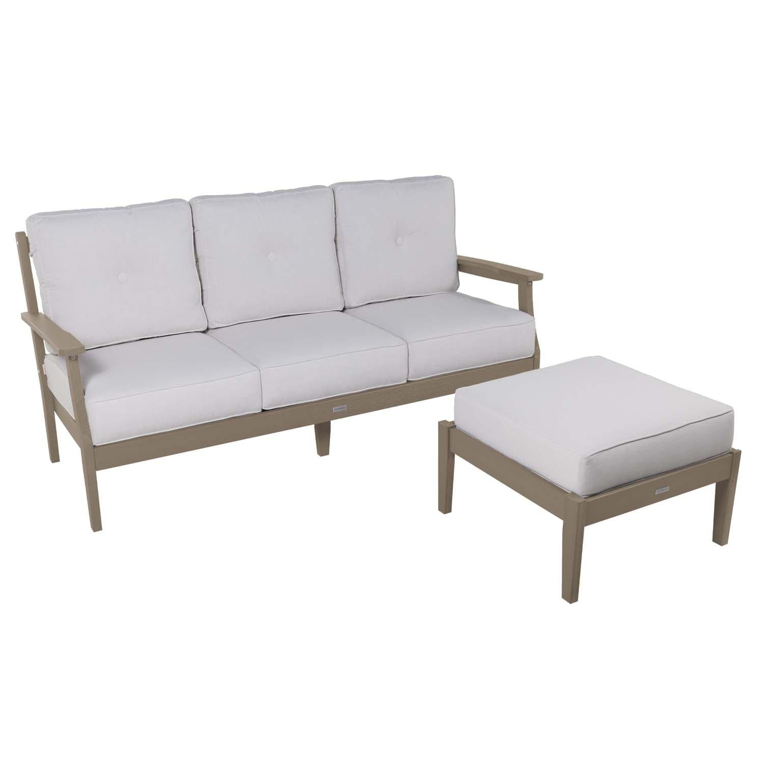 Blushing Bay 2 Pc Recycled Plastic Seating Set in Bliss Linen/Woodland Brown by Lakeview Outdoor Designs - White Background thumbnail
