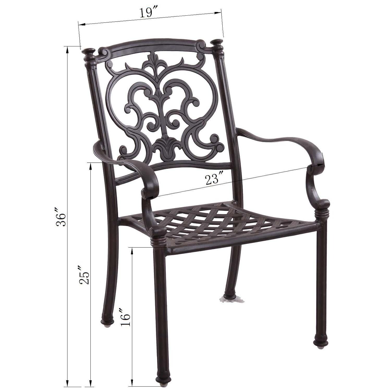 Santa Barbara 5 Pc Aluminum Dining Set in Antique Bronze/Beige Canvas by Darlee - Chair - Dimensional thumbnail