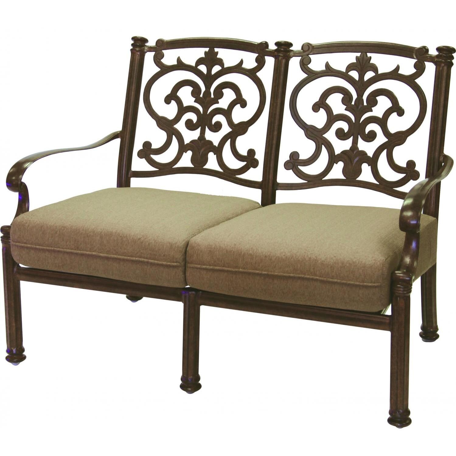 Darlee Santa Barbara Cast Aluminum Patio Loveseat Mocha BBQGuys