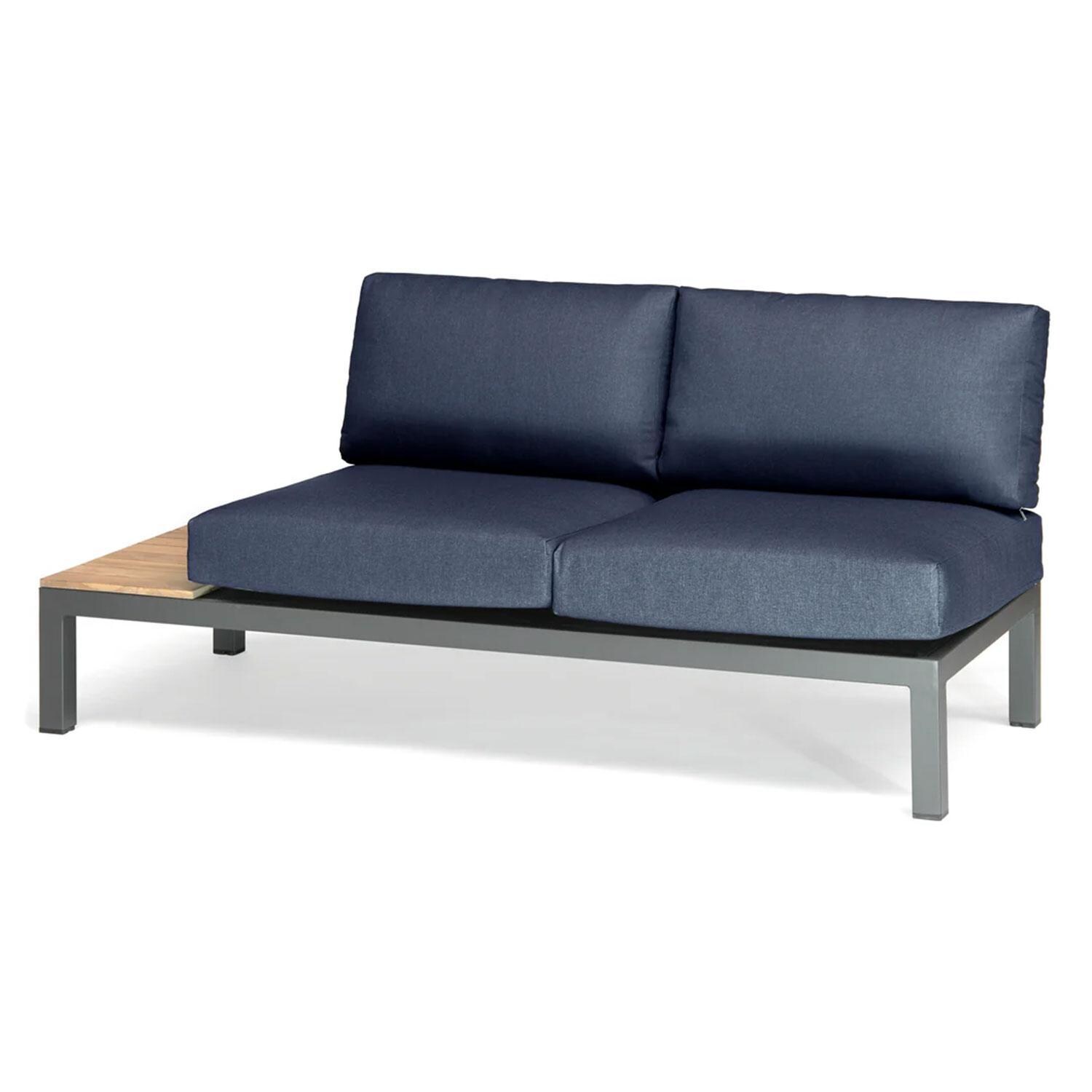 Elba 6 Pc Aluminum/Teak Corner Seating Set in Spectrum Indigo By KETTLER - Left Corner - White Background thumbnail