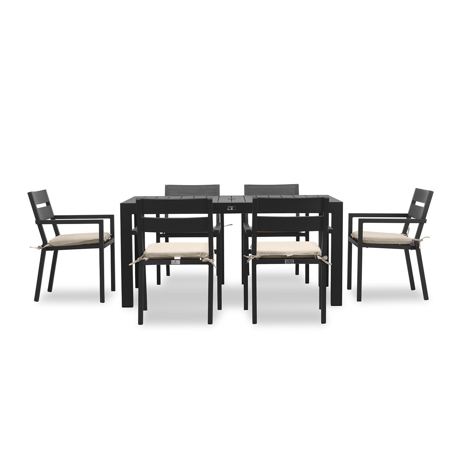 Calm Bay Classic 5 Pc Rectangular Dining Set in Black/Canvas Flax by Lakeview - White Background thumbnail