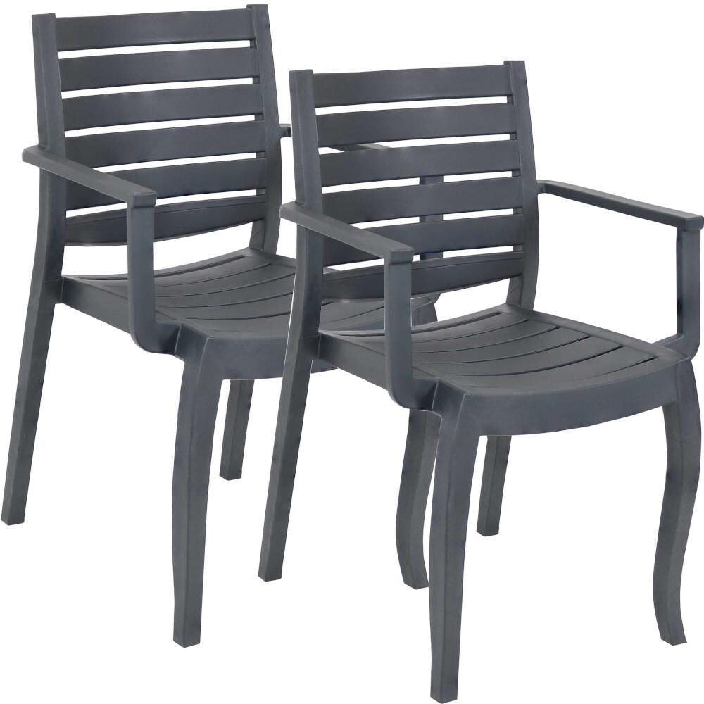 Ultimate Patio Gray Plastic Outdoor Arm Chair - Full Set thumbnail
