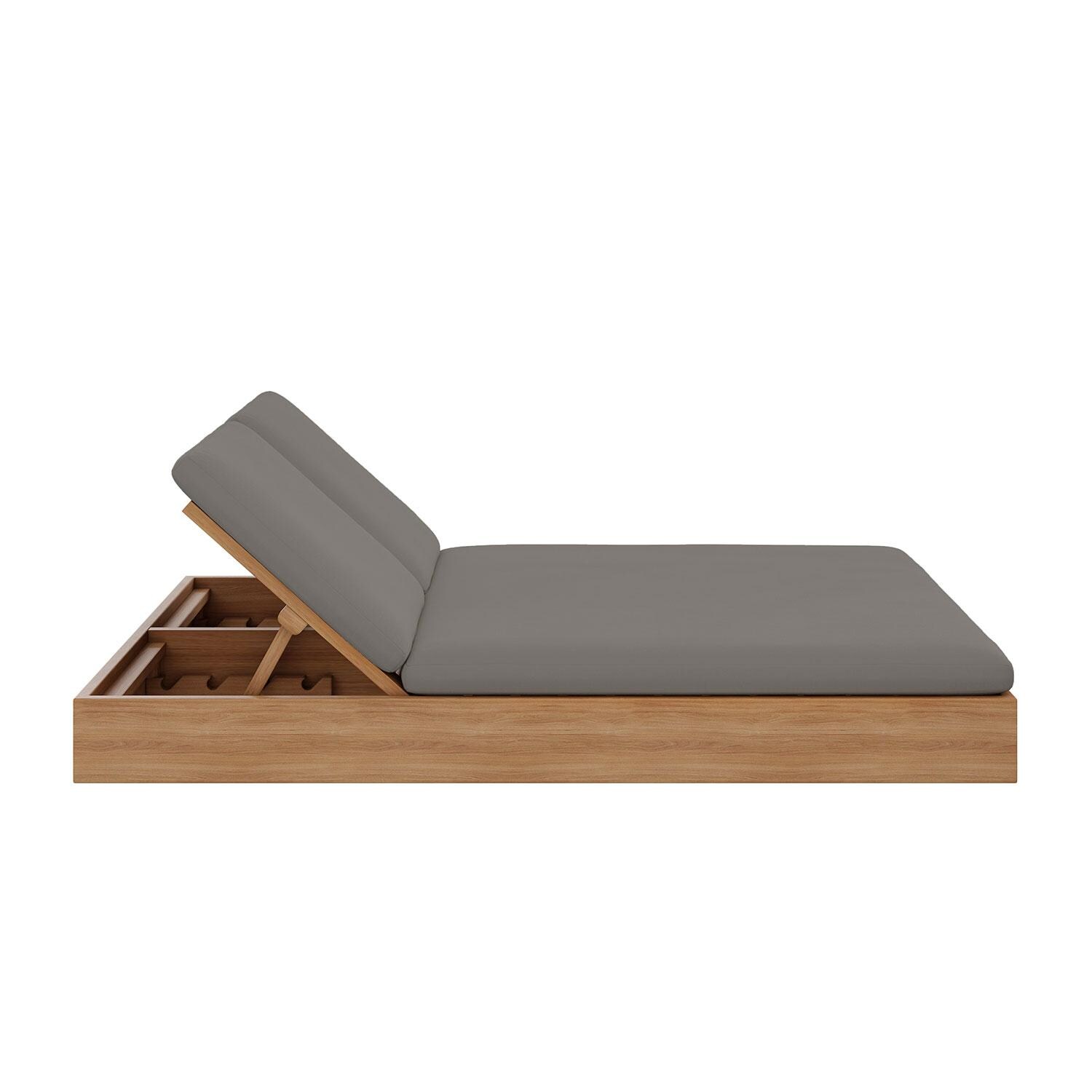 Bellawood 2 Person Teak Double Chaise Lounge in Charcoal by Lakeview Outdoor Designs - Side View - White Background thumbnail