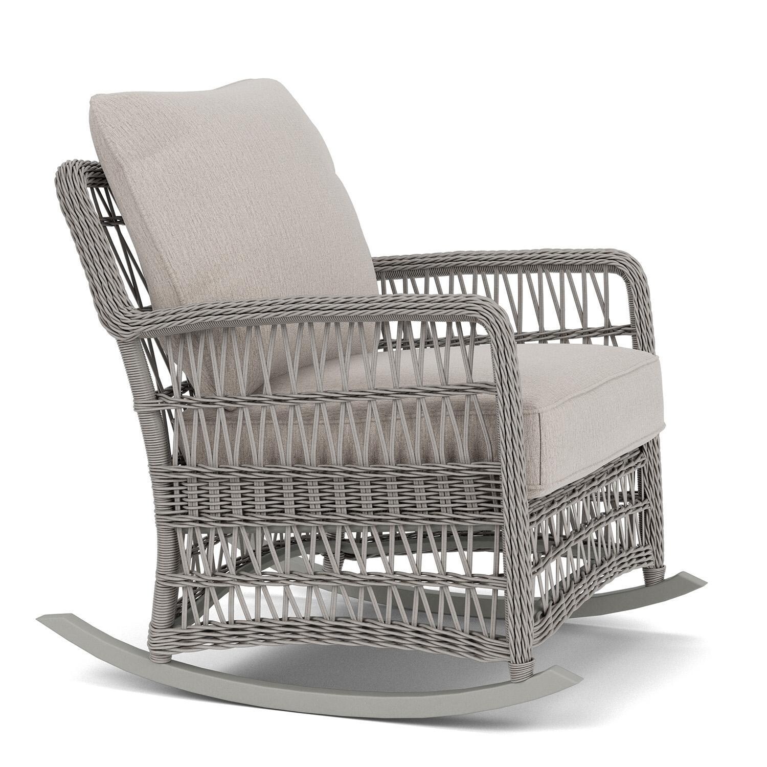 Lloyd Flanders Mackinac Lounge Rocker in Putty Finish with Remy Cloud Fabric - Right Side thumbnail