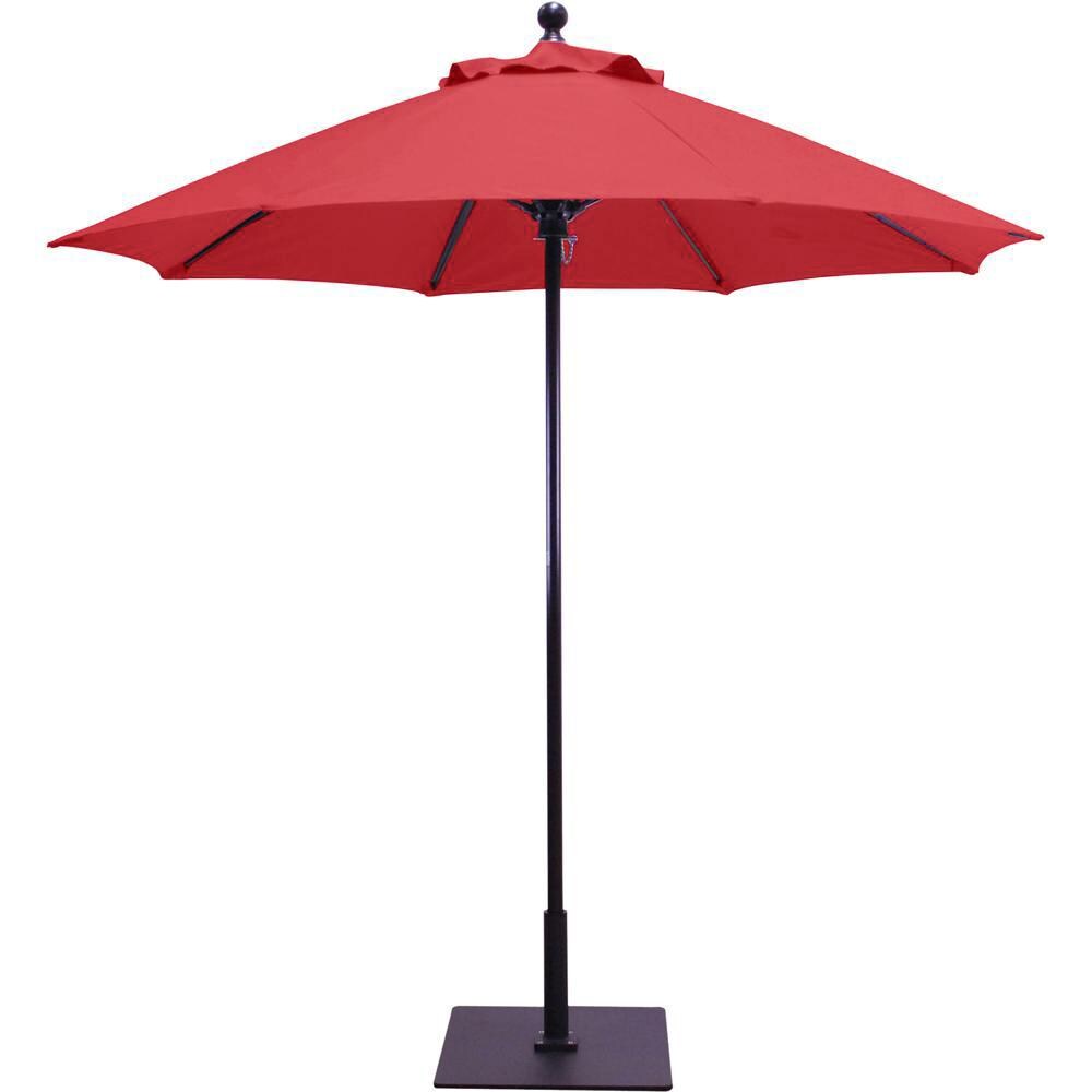 Galtech 7.5 Ft. Octagonal Aluminum Patio Market Umbrella W/ Push Lift - Black Frame W/ Sunbrella Canvas Jockey Red Canopy