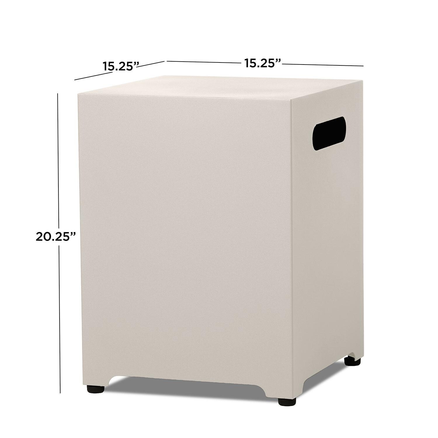 20-in Square Metal Propane Tank Cover in Light Sand by Lakeview Outdoor Designs - Dimensional thumbnail