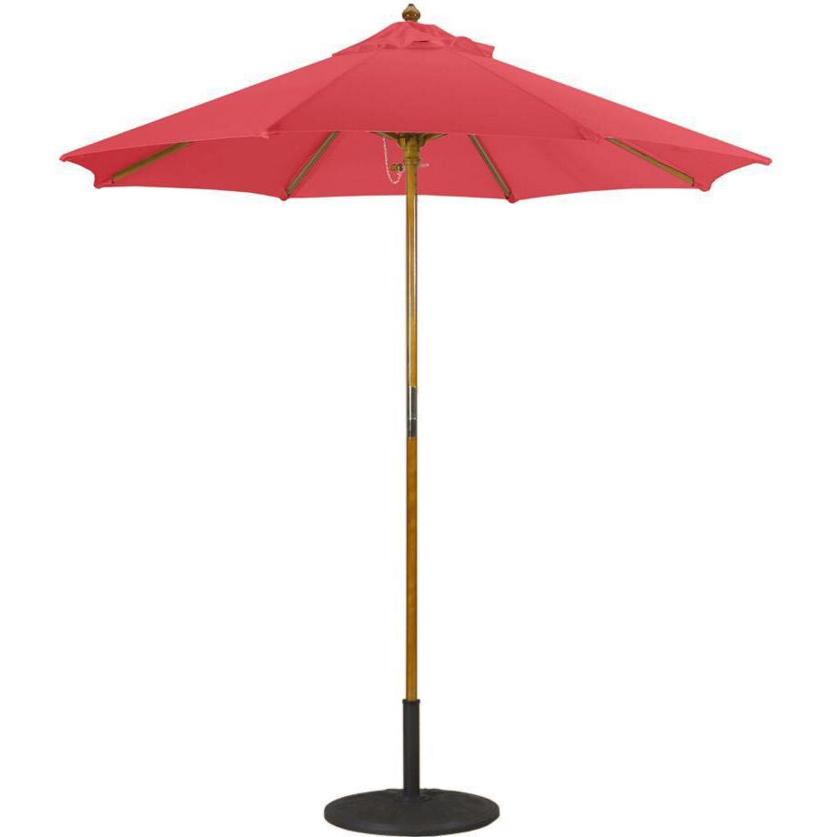 Galtech 7.5 Ft. Octagonal Wood Patio Umbrella W/ Manual Lift - Light Wood Frame W/ Jockey Red Sunbrella Fabric (Umbrella Base Not Included) thumbnail