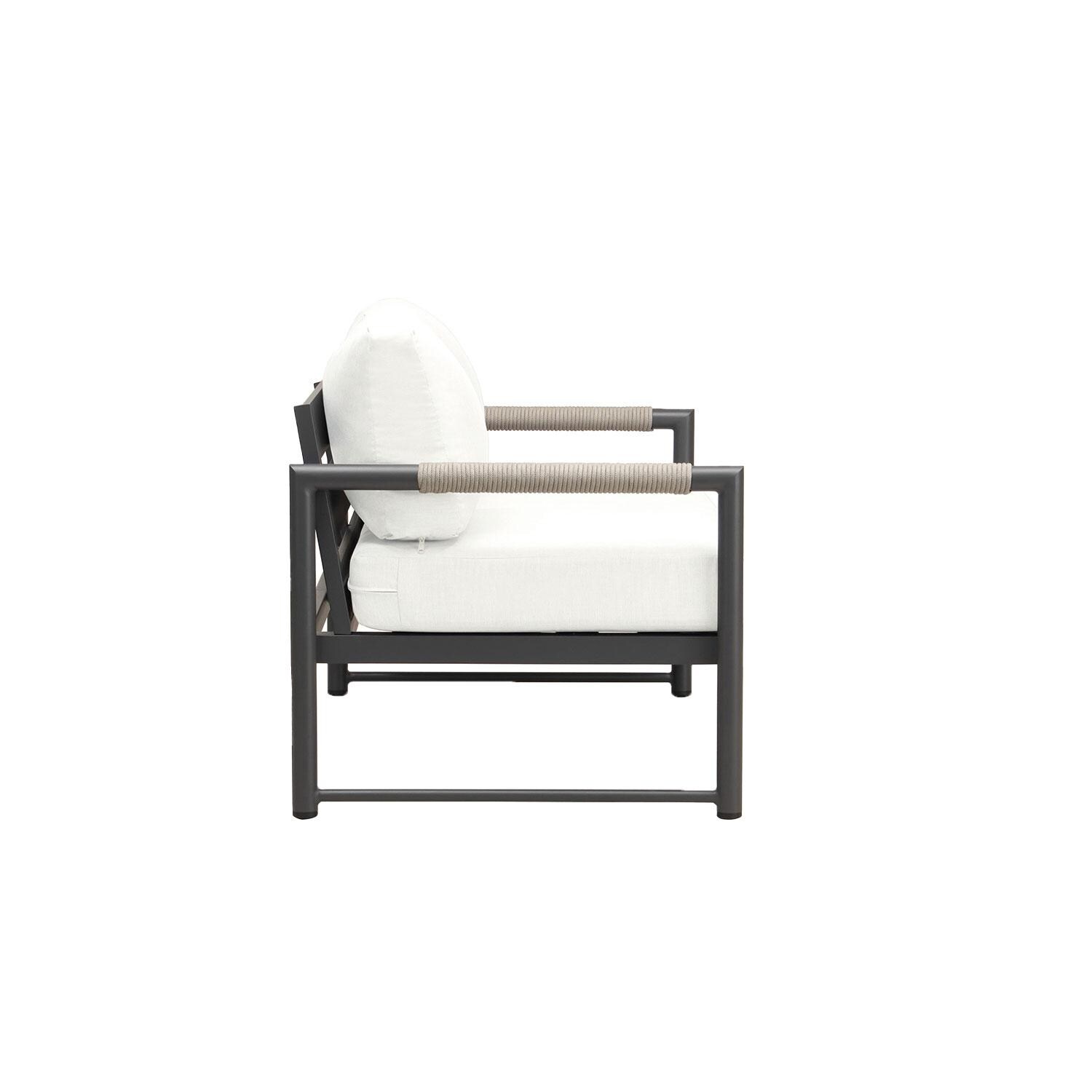 Lakeview AVEBAY-SL-PG-LS-CN Avenue Bay Slate/Pebble Gray Loveseat - Canvas Natural - Side View - White Background thumbnail