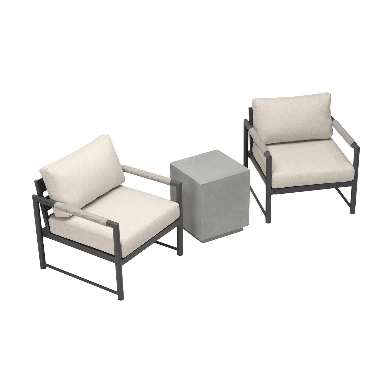 Lakeview AVEBAY-SL-PG-SET104-CF Avenue Bay Slate/Pebble Gray 3 Pc Chat Set - Canvas Flax - Overhead View - White Background thumbnail