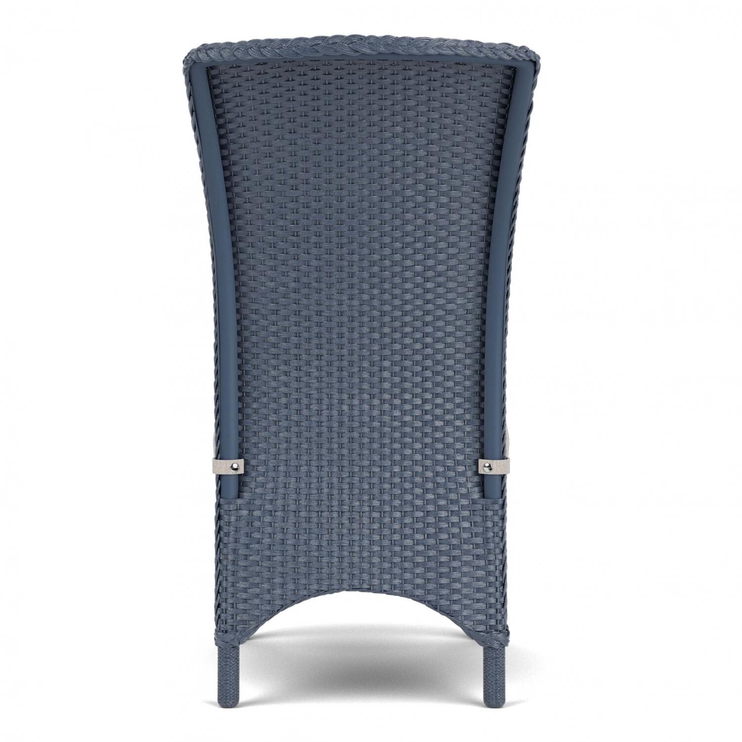 Lloyd Flanders Mandalay Armless Dining Chair in Denim Blue Finish with Sailcloth Salt Fabric - Back thumbnail
