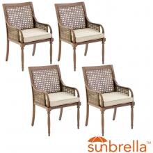 Arabella 4 Piece Aluminum Patio Dining Chair Set W/ Sunbrella Cast Ash Cushions By Lakeview Outdoor Designs image