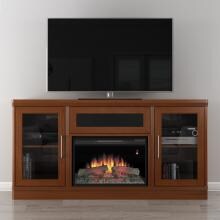 Furnitech Ambience Transitional 70-Inch Electric Fireplace Media Console - Cherry Finish - FT70TRFB image