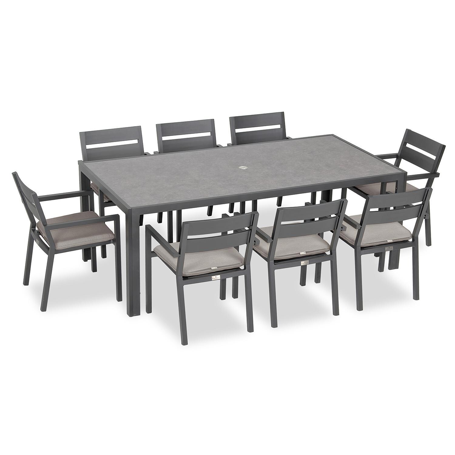 Calm Bay 9 Pc Rectangular Dining Set in Slate/Cast Silver by Lakeview - White Background thumbnail
