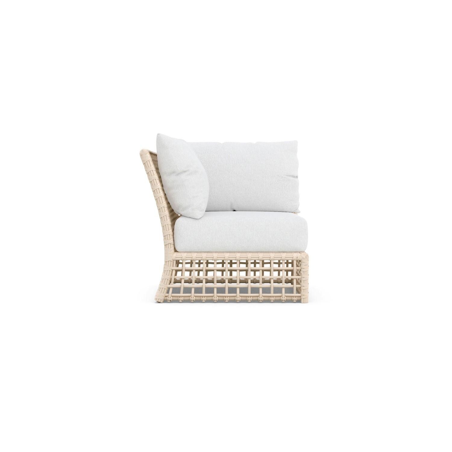 Azzurro Living KIA-W05CC-CU Kiawah Wicker Corner Club Chair in Almond/Cloud - Side - White Background thumbnail