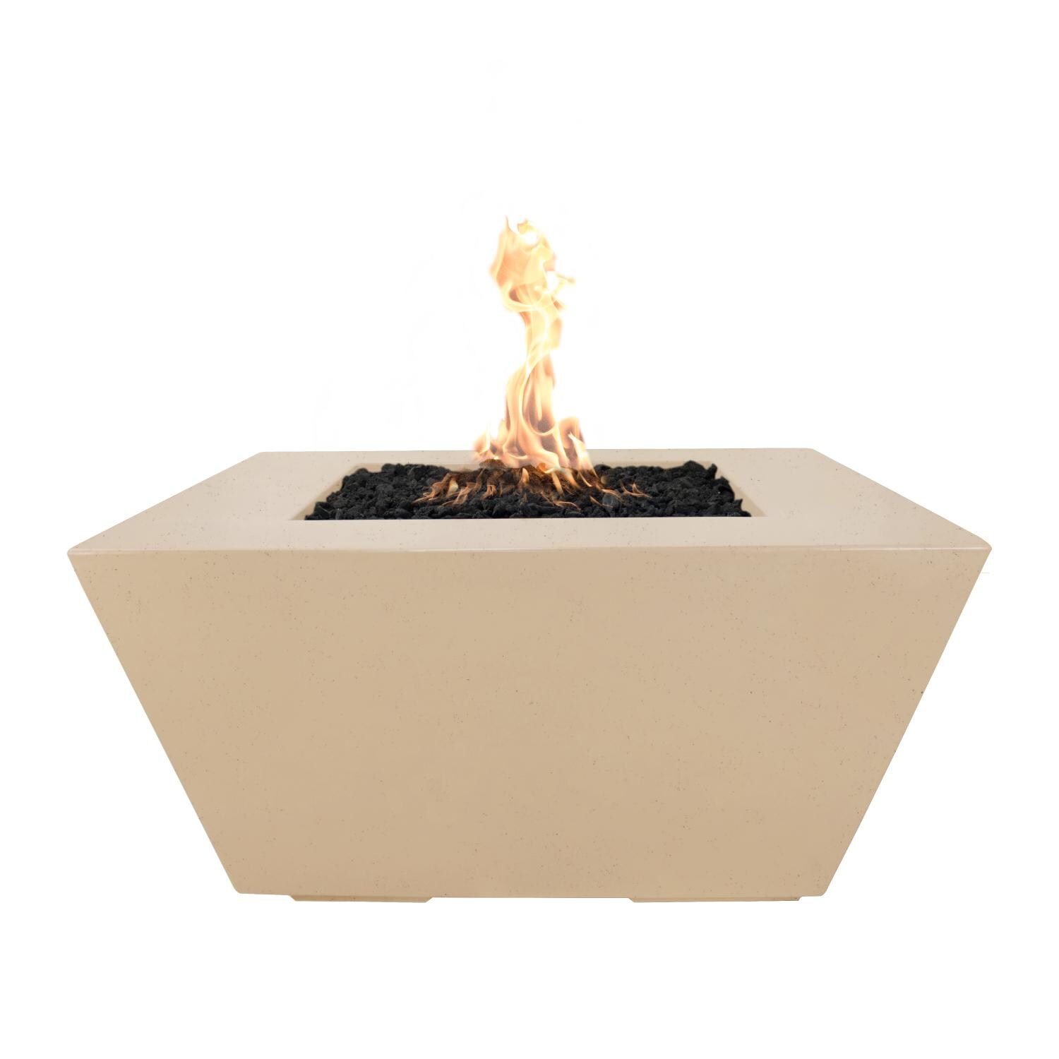 Redan 50 Inch Square GFRC Natural Gas Fire Pit in Vanilla by The Outdoor Plus