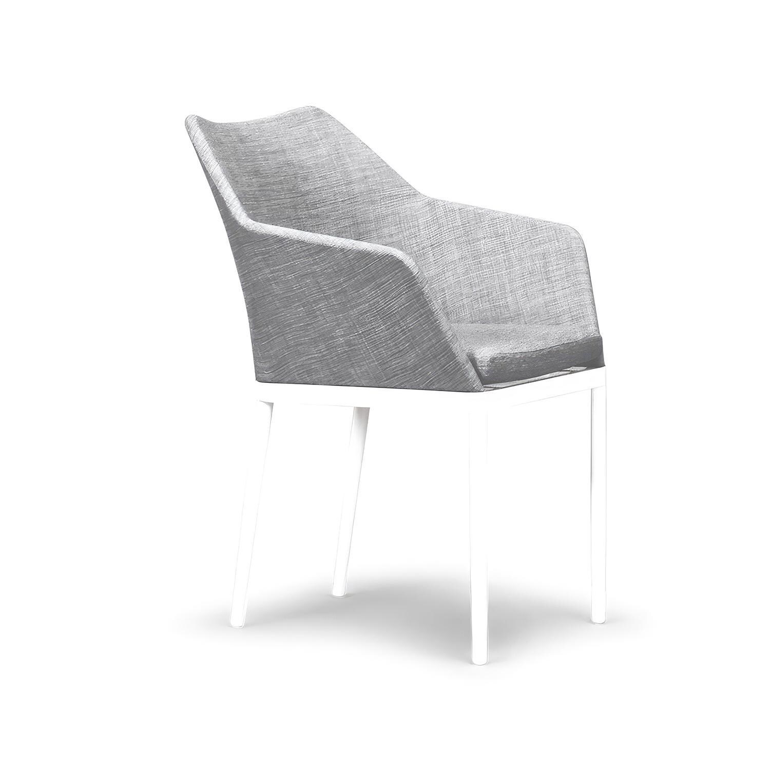 Starlook Bay Aluminum Dining Arm Chair in White by Lakeview - Right Side Angle - White Background thumbnail