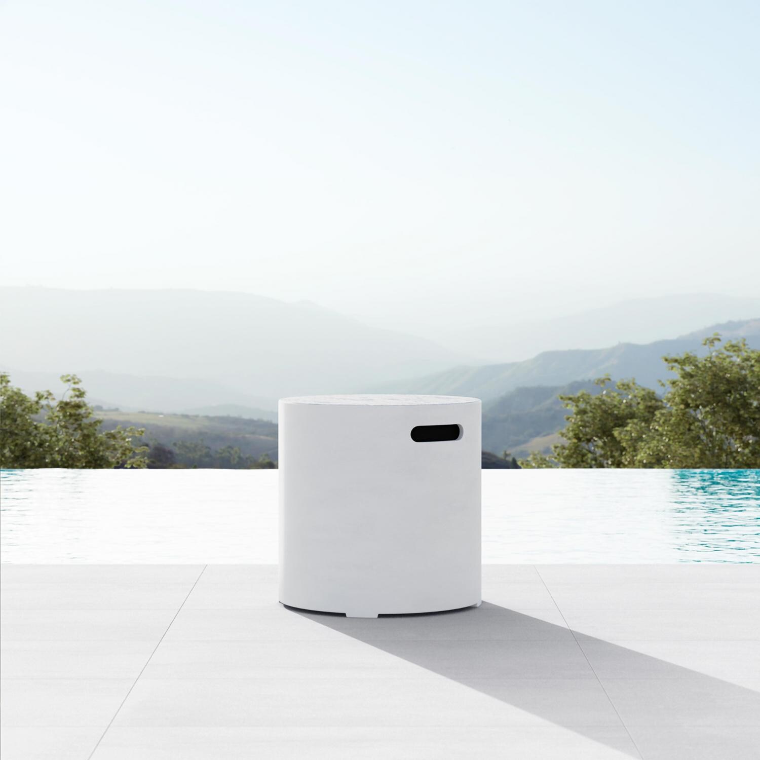 Azzurro Living Luna 41 Inch Propane Fire Table W/ Tank Cover in White - Tank Cover - Lifestyle thumbnail