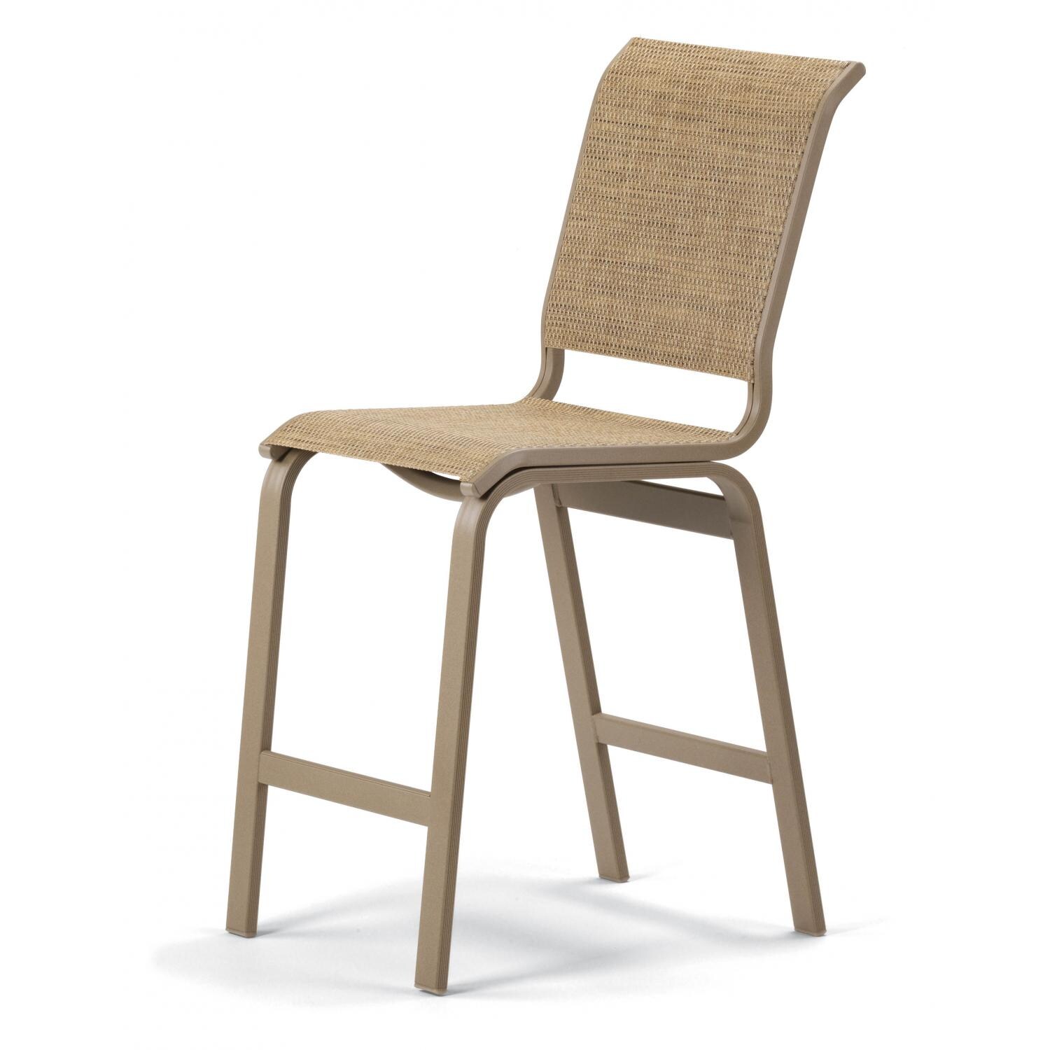 Aruba II Aluminum Outdoor Counter Height Bar Stool With Sling Seating By Telescope Casual - Textured Desert/Hickory