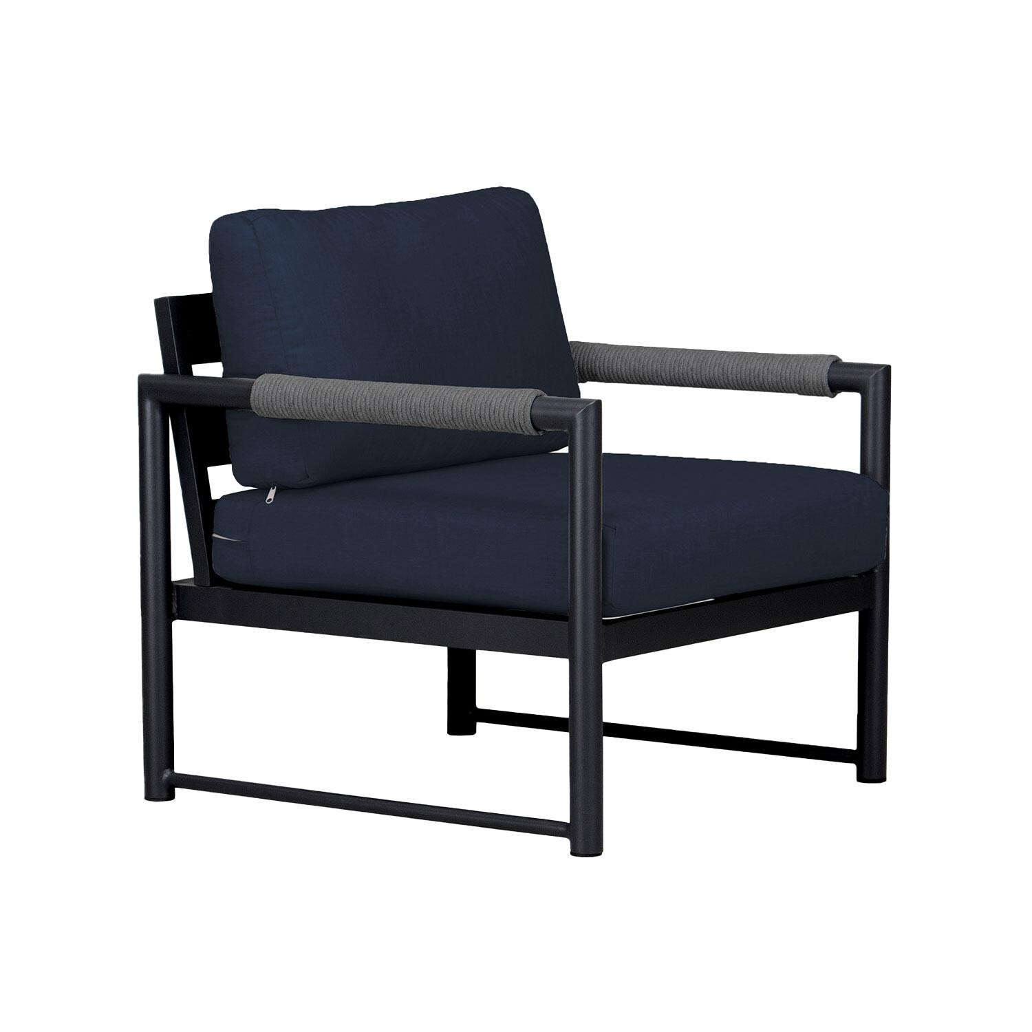 Avenue Bay Aluminum Club Chair in Black/Spectrum Indigo by Lakeview Outdoor Designs