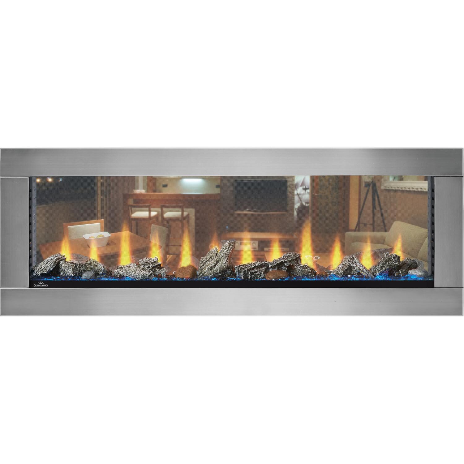 Napoleon Clearion 50 Inch See Through Built In Electric Fireplace W Napoleon Clearion 50 Inch See Through Built In Electric Fireplace W Stainless Steel Trim Gas Log Guys