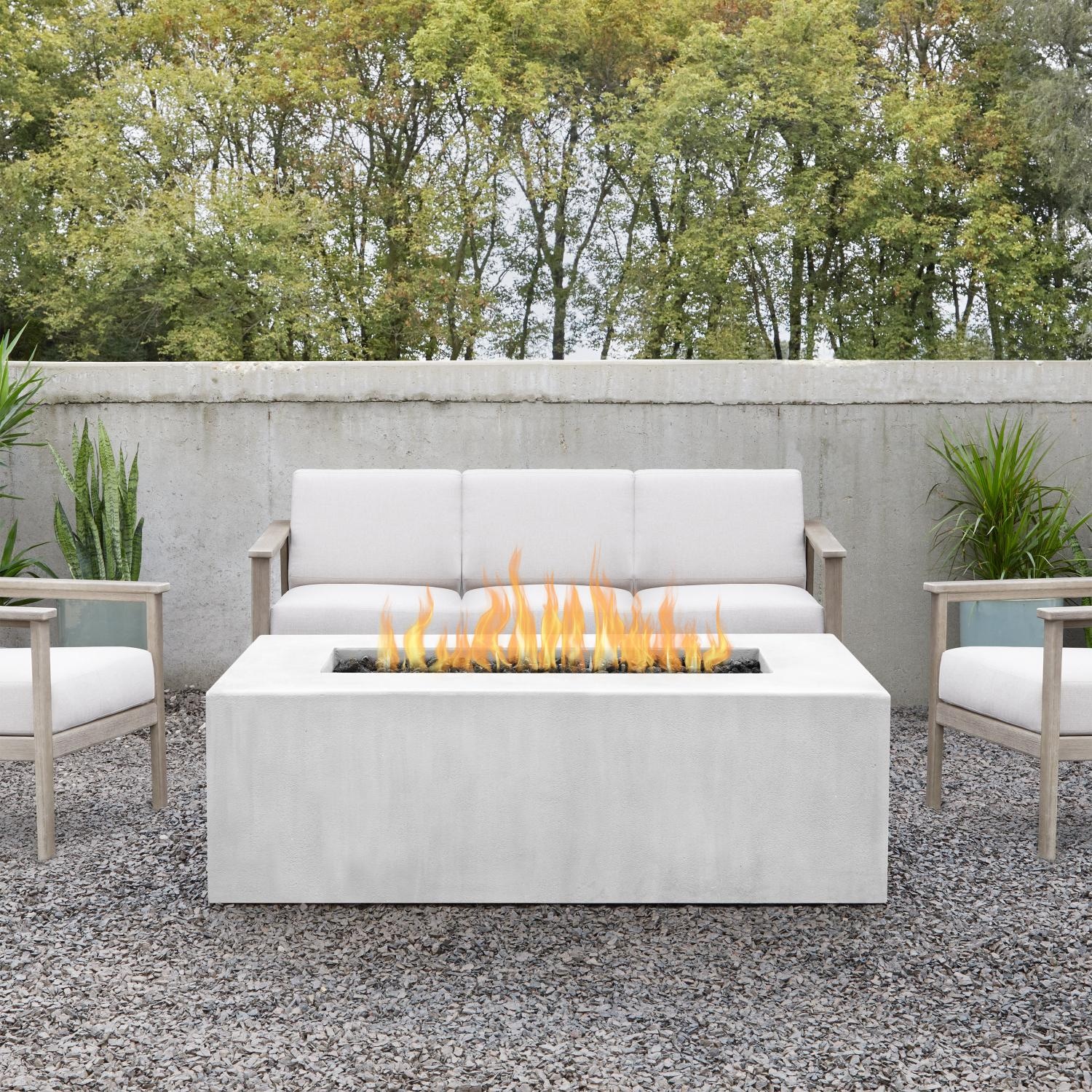 Olliewood 60-in Rectangular Concrete Natural Gas Fire Pit Table in Chalk by BBQGuys Signature