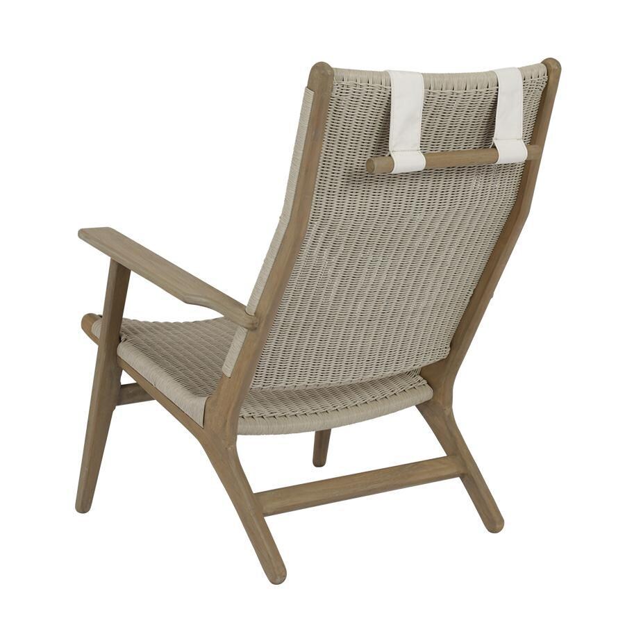Sunset West - 5502-21HB - Coastal Teak Cushionless Resin Wicker & Teak Patio Highback Chair W/ Removable Cushion Headrest - Rear View thumbnail