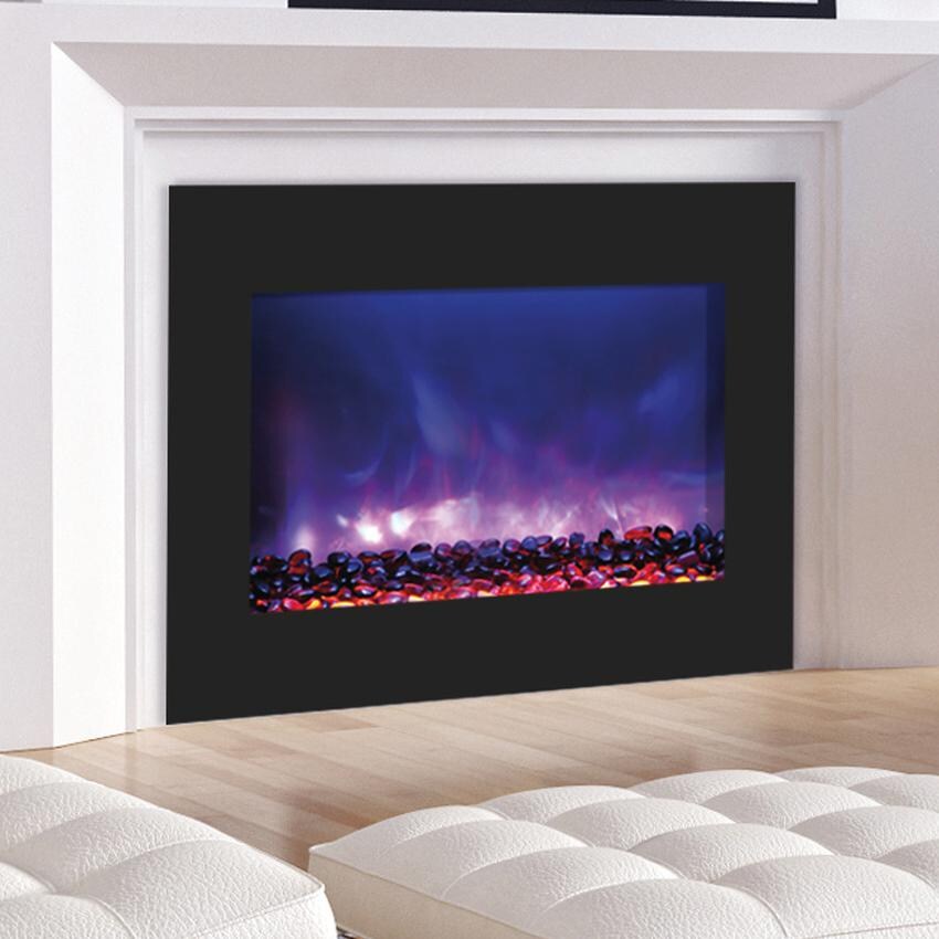 Amantii Zero Clearance 39 Inch Built In Electric Fireplace With Black Glass Surround Zecl 4134