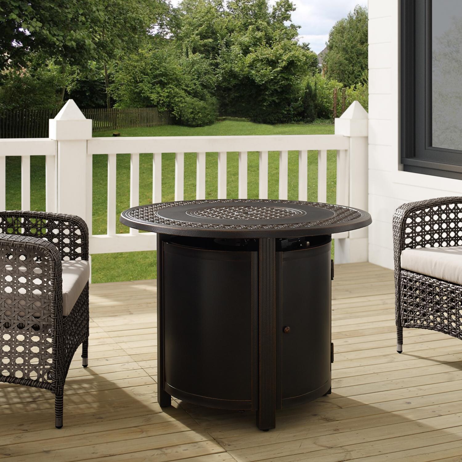 Ultimate Patio 63690 Lion Sands 34-Inch Round Aluminum Propane Gas Fire Pit - Burner Cover thumbnail