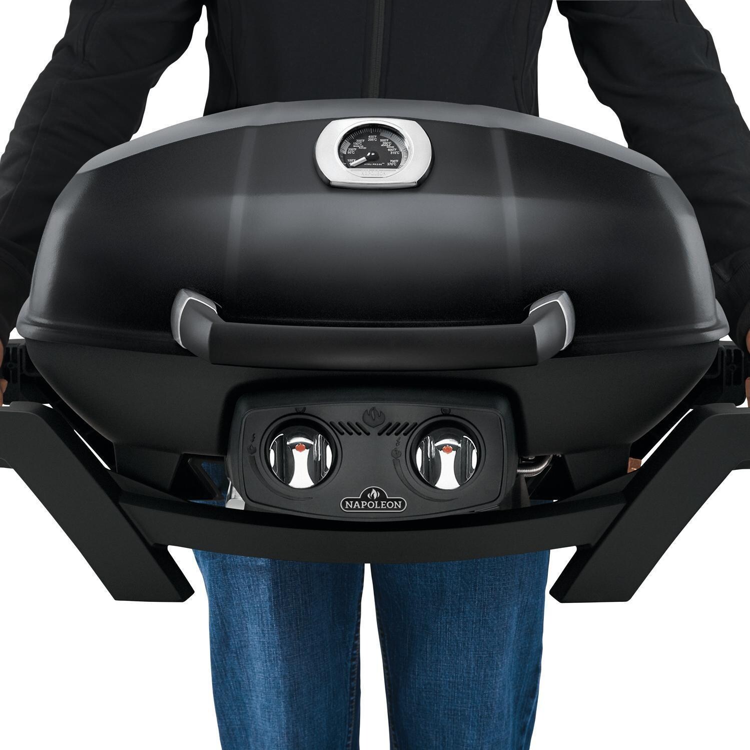 Napoleon PRO285N-BK TravelQ PRO 285 Portable Natural Gas Grill - Black - Side Handles For Easy Carrying - Detail thumbnail