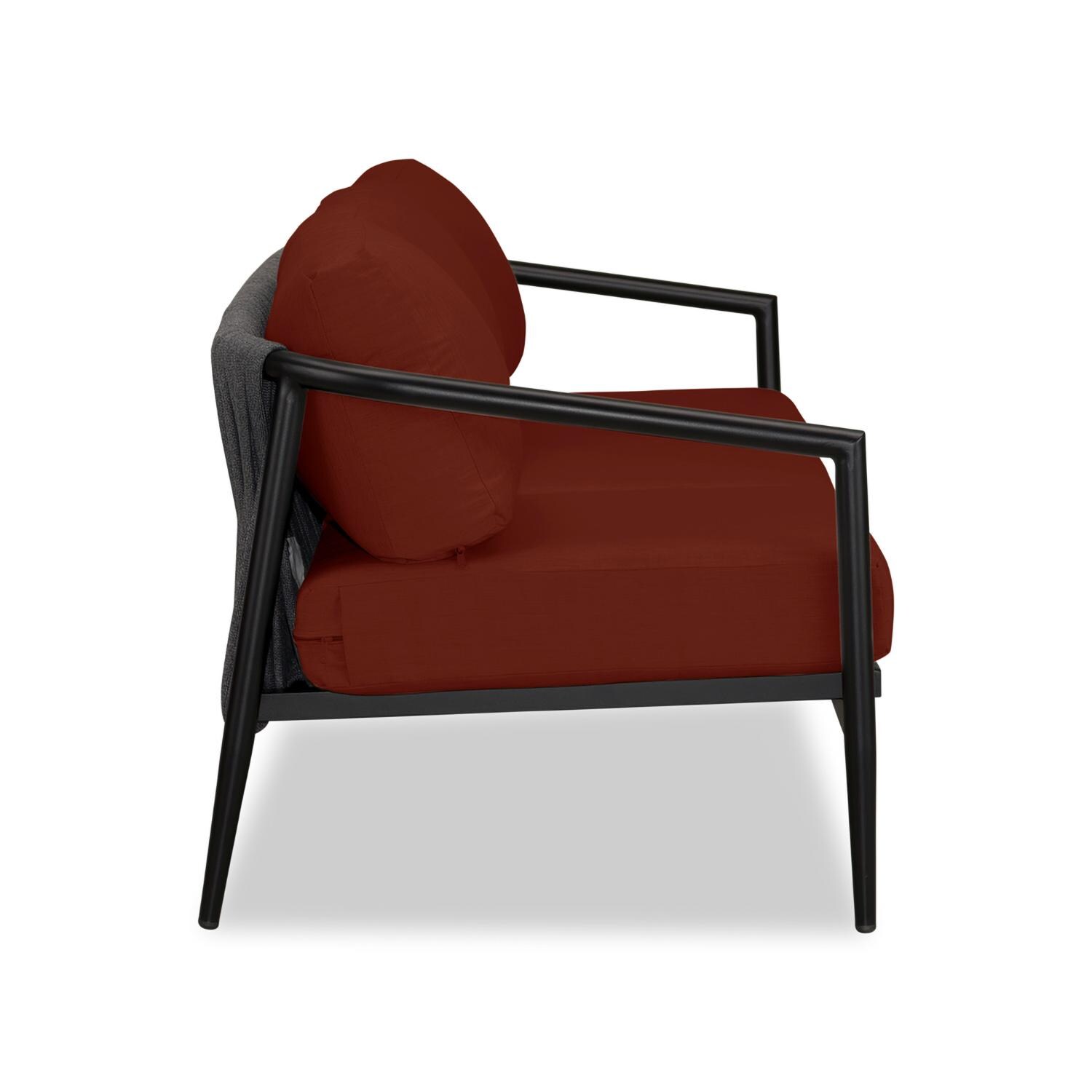 Lakeview Midnight Cove 3 Person Aluminum Sofa in Black/Carbon/Canvas Henna - Side - White Background thumbnail