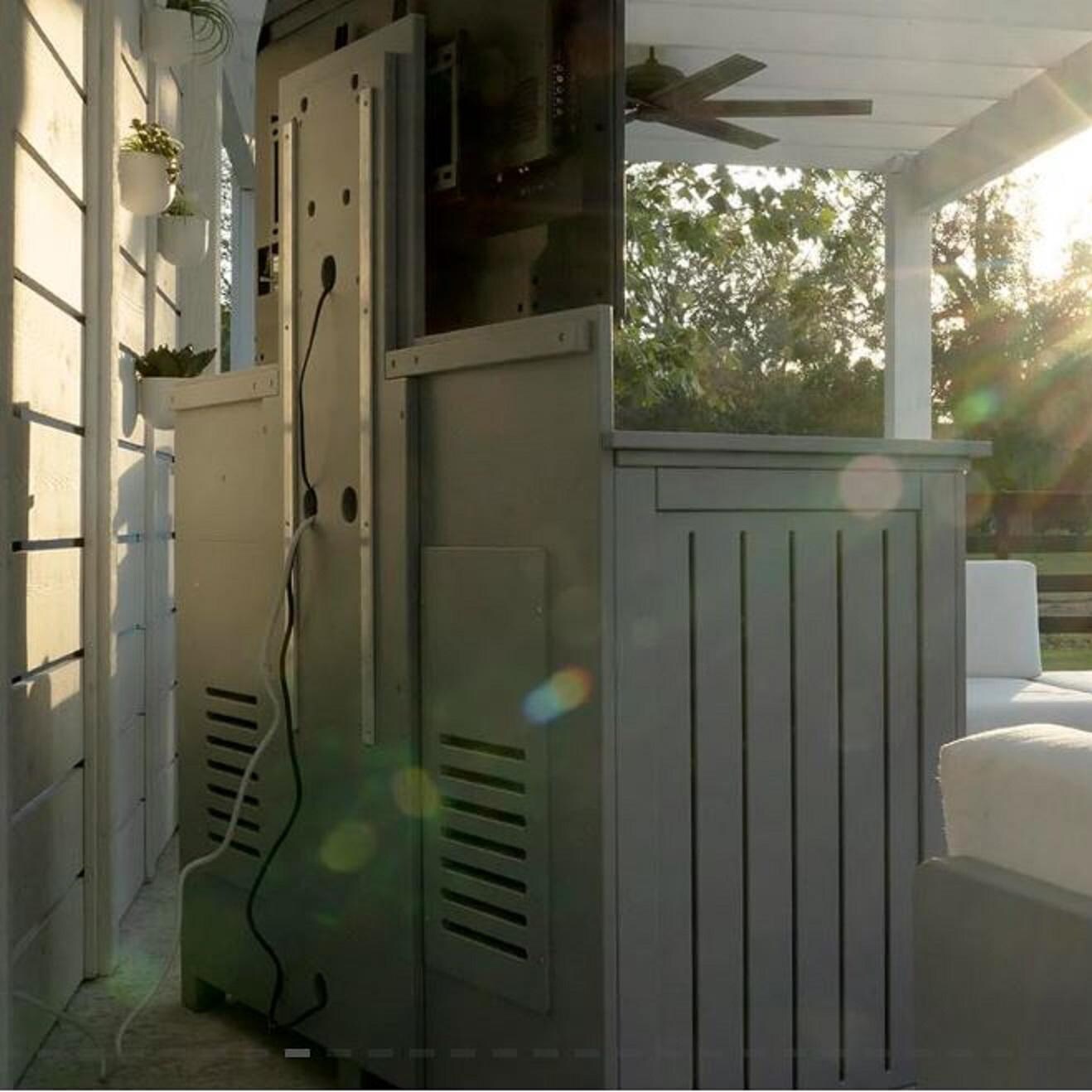 Ledge Lounger Mainstay Rectangle Bar Credenza w/ TV Mount - Cloud - (Shown in Gray) - Rear View - Lifestyle thumbnail