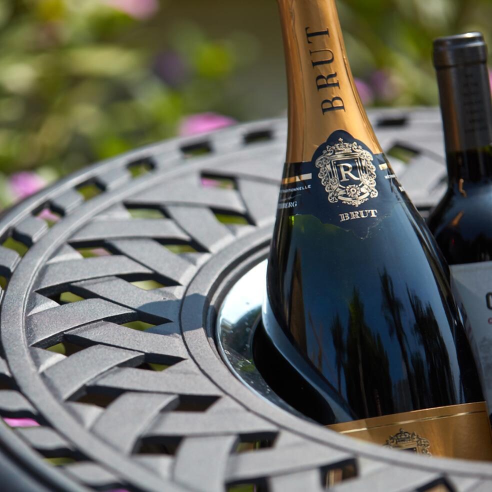 Darlee Santa Barbara 3 Piece Cast Aluminum Patio Conversation Seating Set - Table Top - Detail thumbnail