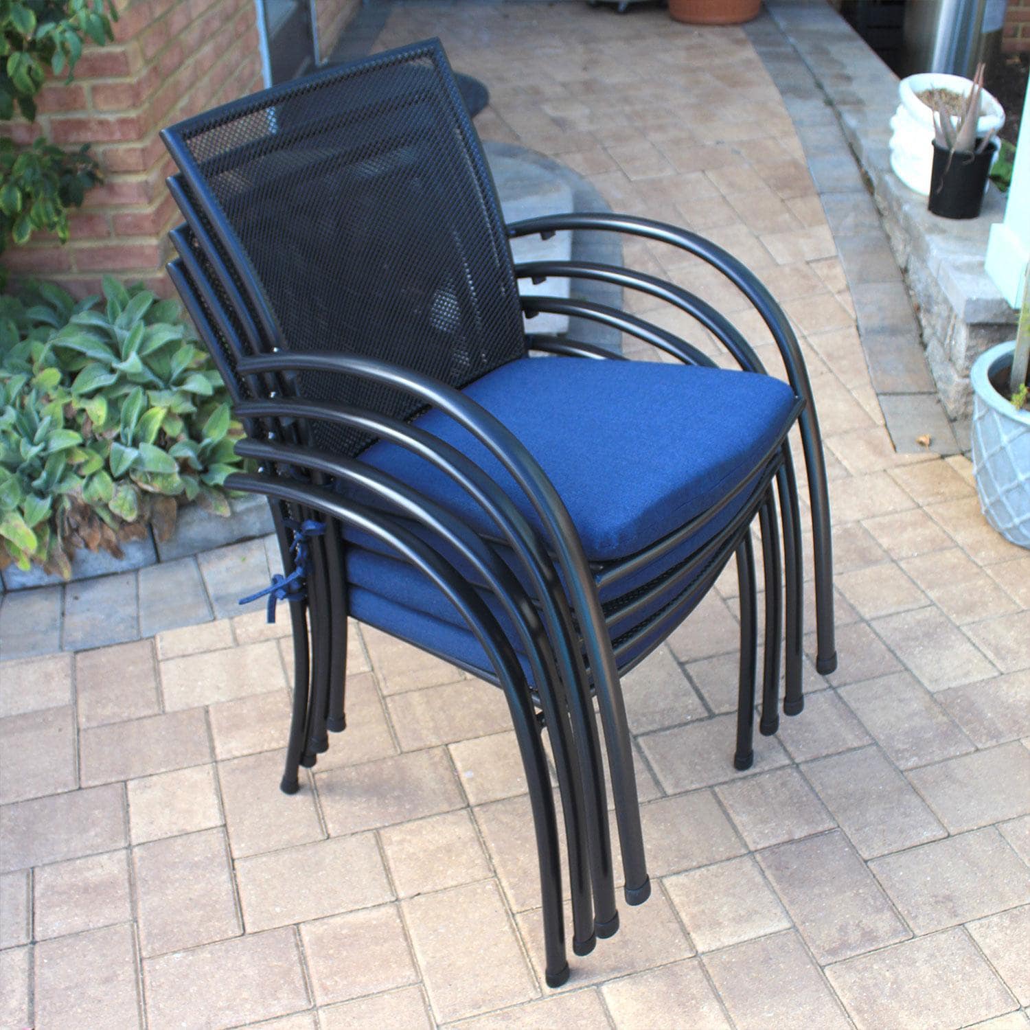 Pilano 7 Pc Steel Round Dining Set in Gray By KETTLER - Dining Chairs - Stacked - Detail thumbnail