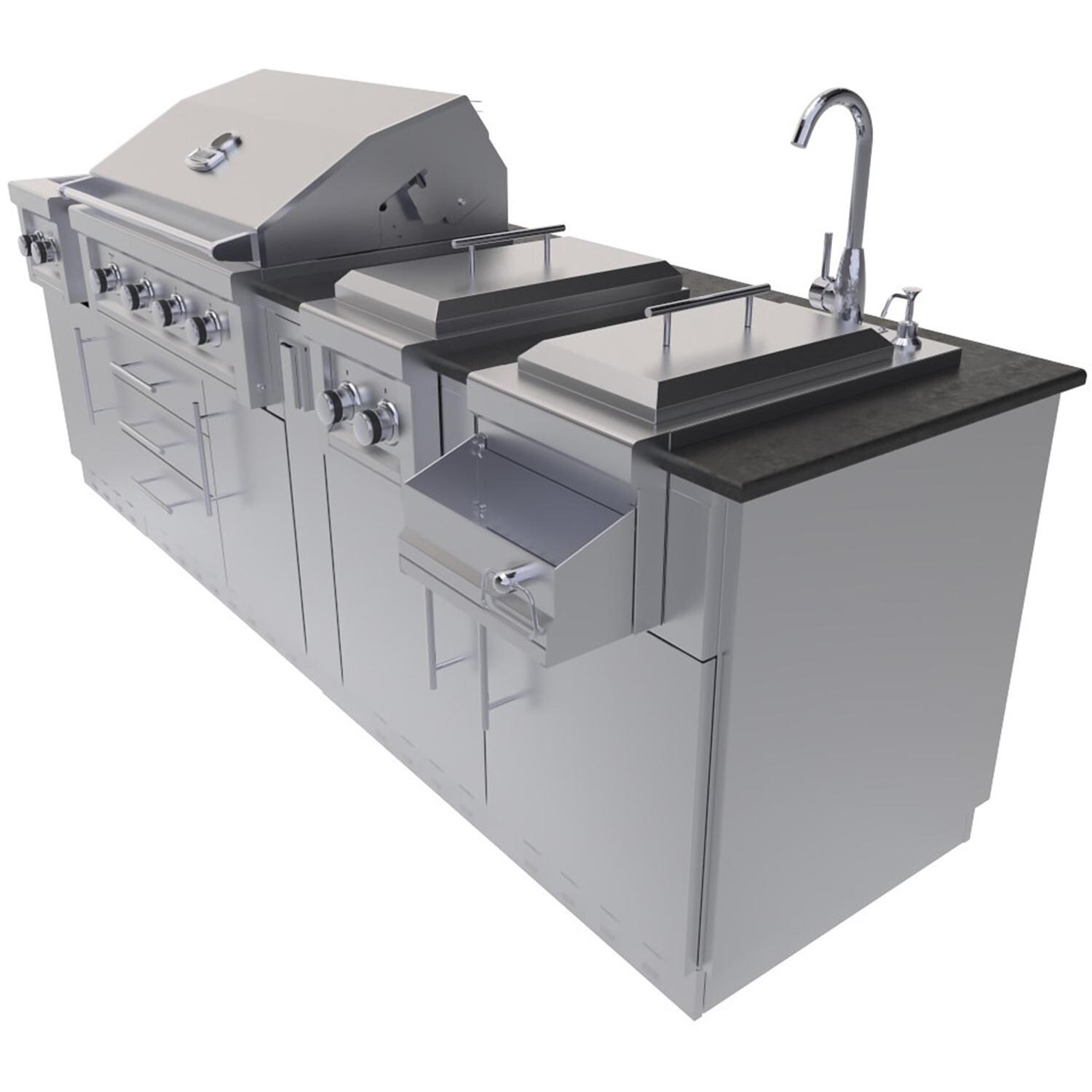 Sunstone Grills SCPAUSTIN-LP AUSTIN 9 Ft Companion Pro Island Package in Propane - Front Angle 2 - White Background thumbnail